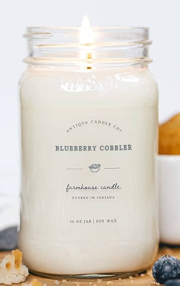 Antique Candle Co.® Blueberry Cobbler 16 Ounce Soy Wax Candle, 80 Hour Burn Time, Cotton Wick, M... | Amazon (US)