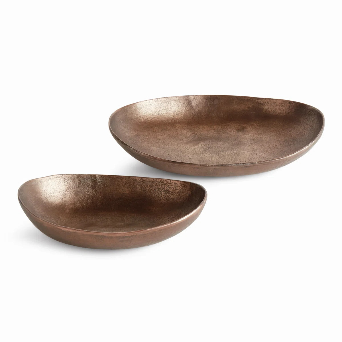 Ellipse Hand-Cast Aluminum Oval Decorative Bowls in Copper, Set of 2 | Wayfair North America