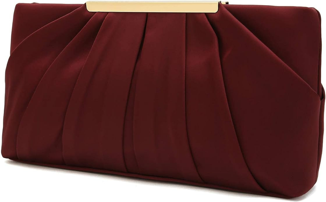 CHARMING TAILOR Clutch Evening Bag Elegant Pleated Satin Formal Handbag Simple Classy Purse for W... | Amazon (US)