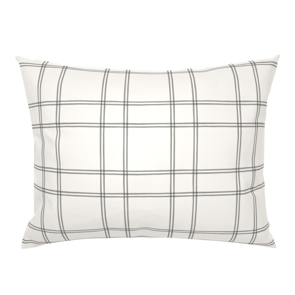 Watercolor double plaid black on cream Pillow Sham | Spoonflower | Spoonflower