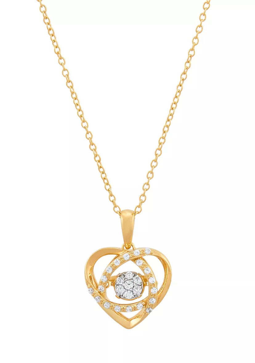 1/5 ct. t.w. Lab Grown Diamond Heart Pendant with 18" Cable Chain in Gold Over Sterling Silver | Belk