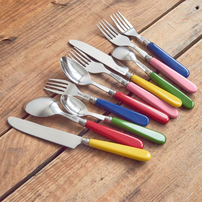 Colourful Vintage Inspired Cutlery Set - Etsy | Etsy (US)
