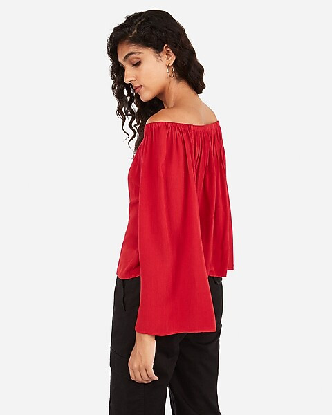 tie front off the shoulder top | Express