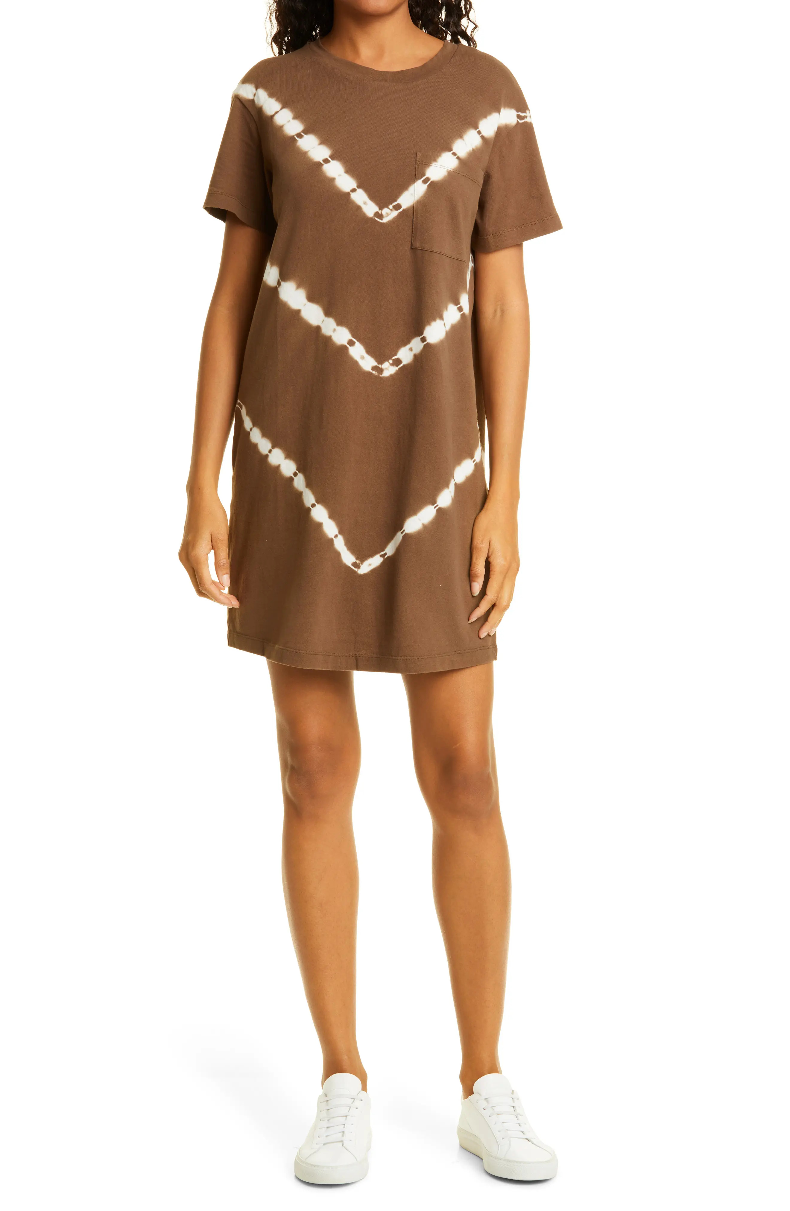 Rails Tie Dye Cotton T-Shirt Dress in Canteen Chevron Stripe at Nordstrom, Size X-Small | Nordstrom