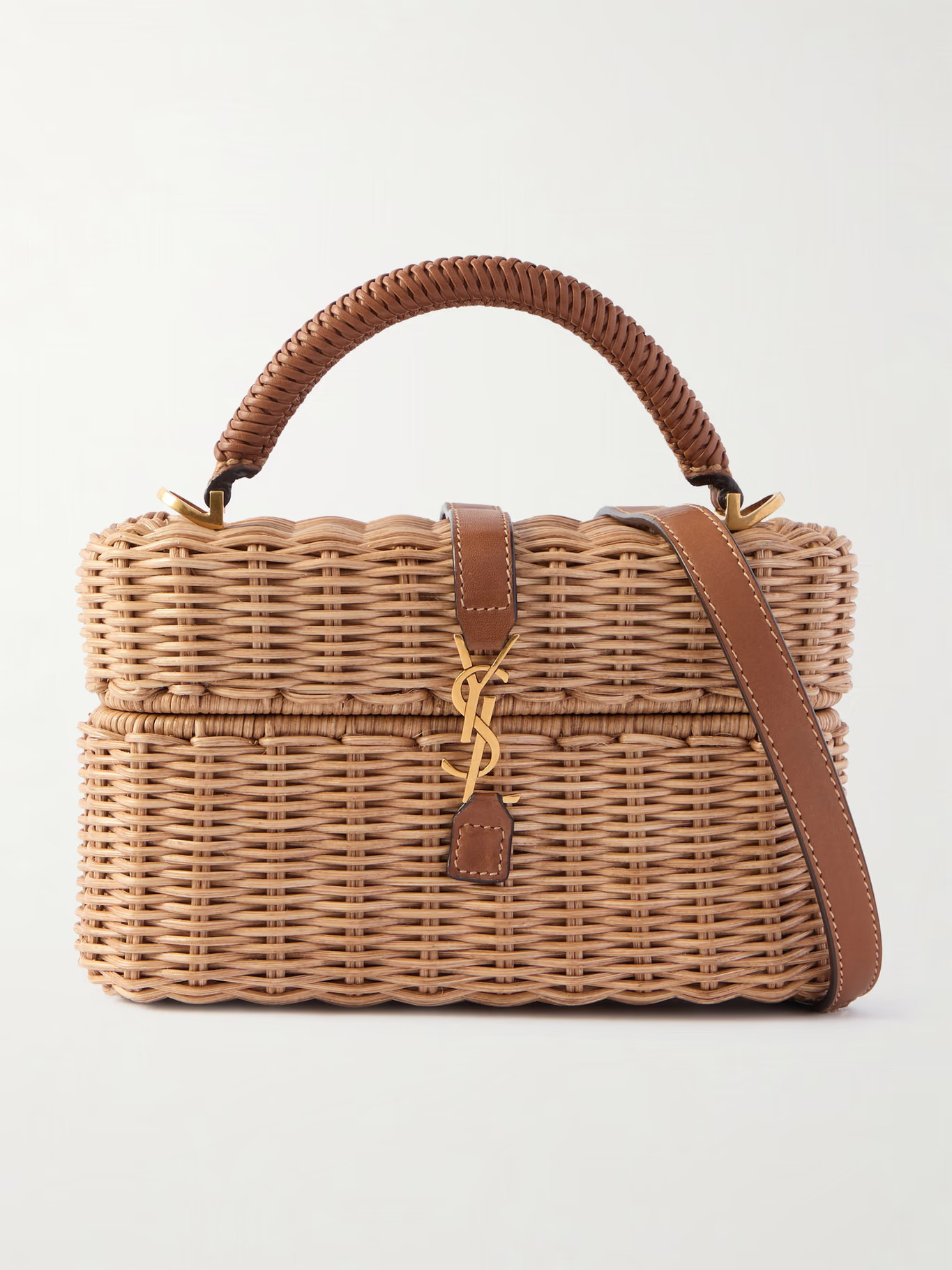 Gaby Vanity leather-trimmed woven wicker shoulder bag | NET-A-PORTER (UK & EU)
