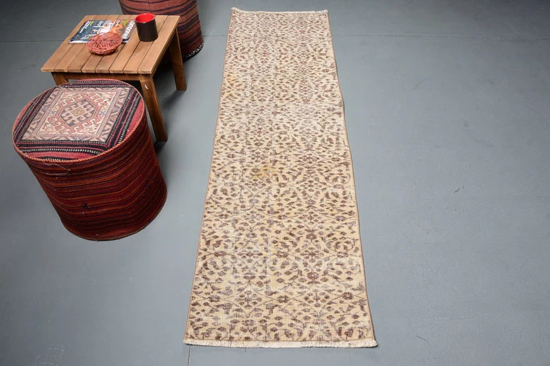 Turkish Rug, Vintage Rug, Runner Carpet, Home Decor Rug, 24x87 Inches Brown Carpet, Hallway Rugs,... | Etsy (US)