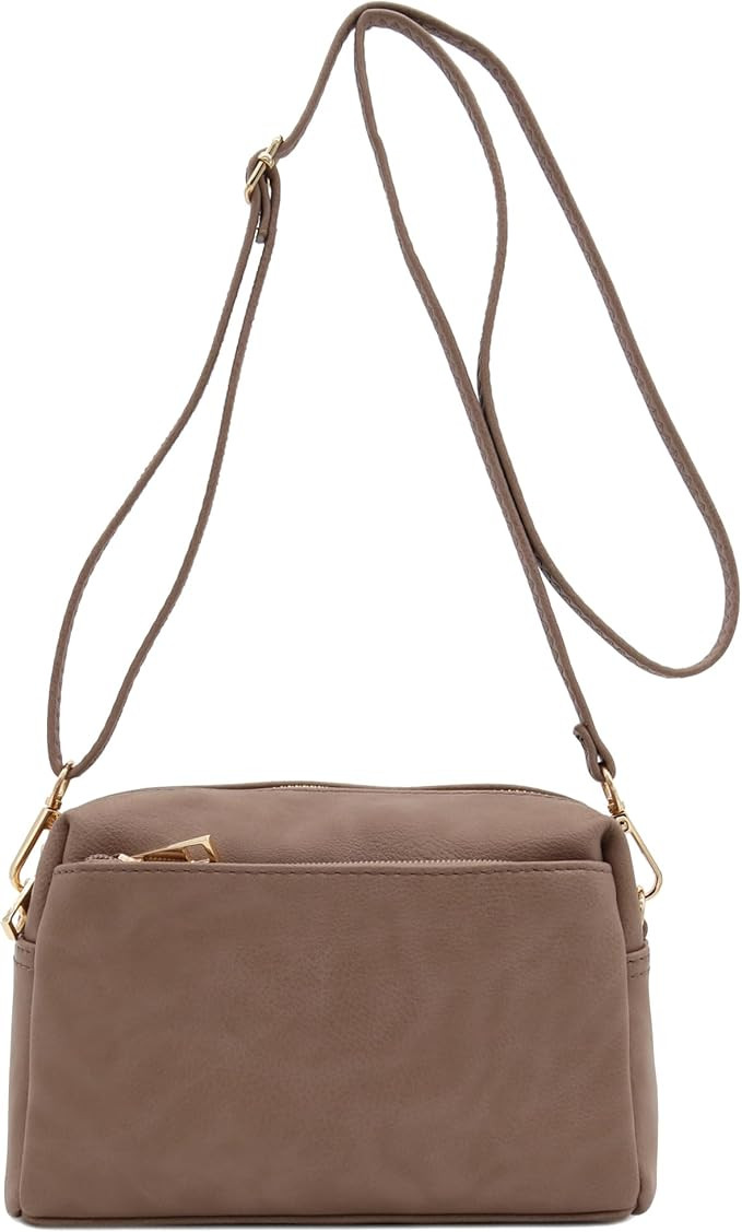FashionPuzzle Triple Zip Small Crossbody Bag | Amazon (US)