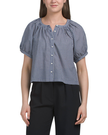 Gingham Button Front Top for Women | Cotton | Marshalls
