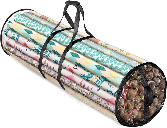 Amazon.com: Zober Wrapping Paper Storage Container - Fits 14 to 20 Standard Rolls Up to 40"- Slim... | Amazon (US)