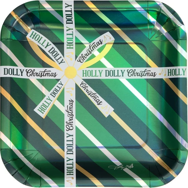 Dolly Parton Christmas Green Square Disposable Paper Plates 9" 8 Count | Walmart (US)