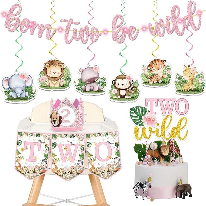 Two Wild Birthday Decorations, Two Wild Birthday Decorations Girl Two Wild, Born Two Be Wild Birt... | Amazon (US)