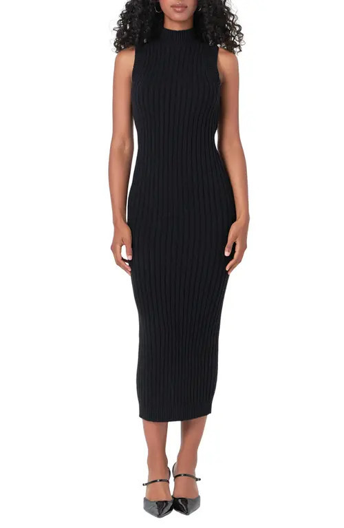 Endless Rose Mock Neck Rib Sweater Dress in Black at Nordstrom, Size X-Small | Nordstrom