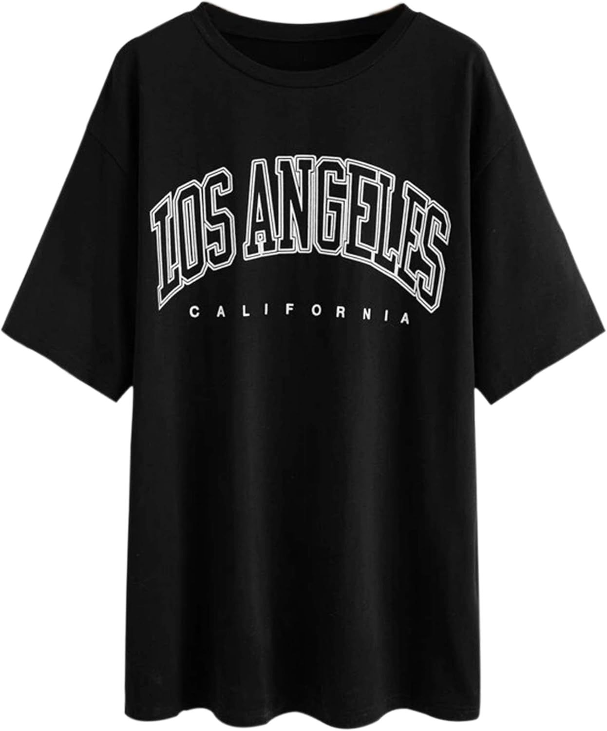 Meladyan Women Casual Los Angeles Letter Print Short Sleeve Tee Shirt Funny Summer Round Neck Shi... | Amazon (US)
