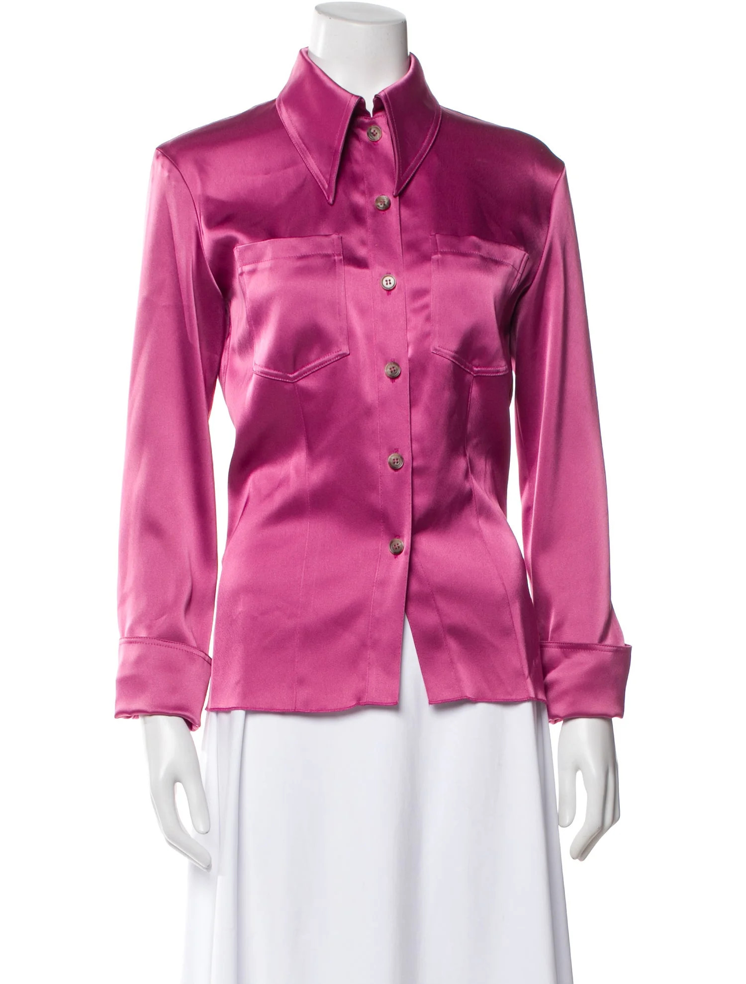 Nanushka Long Sleeve Button-Up Top - Pink Tops, Clothing - WN950969 | The RealReal | The RealReal