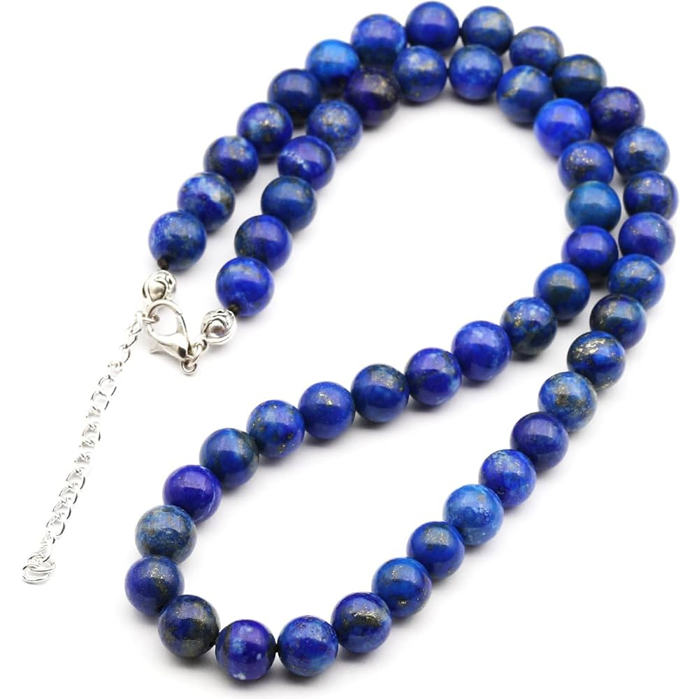 ElisaJewelryArt - Natural Lapis Lazuli Beaded Choker Necklace Genuine Gemstone Royalty Stone Clas... | Amazon (US)