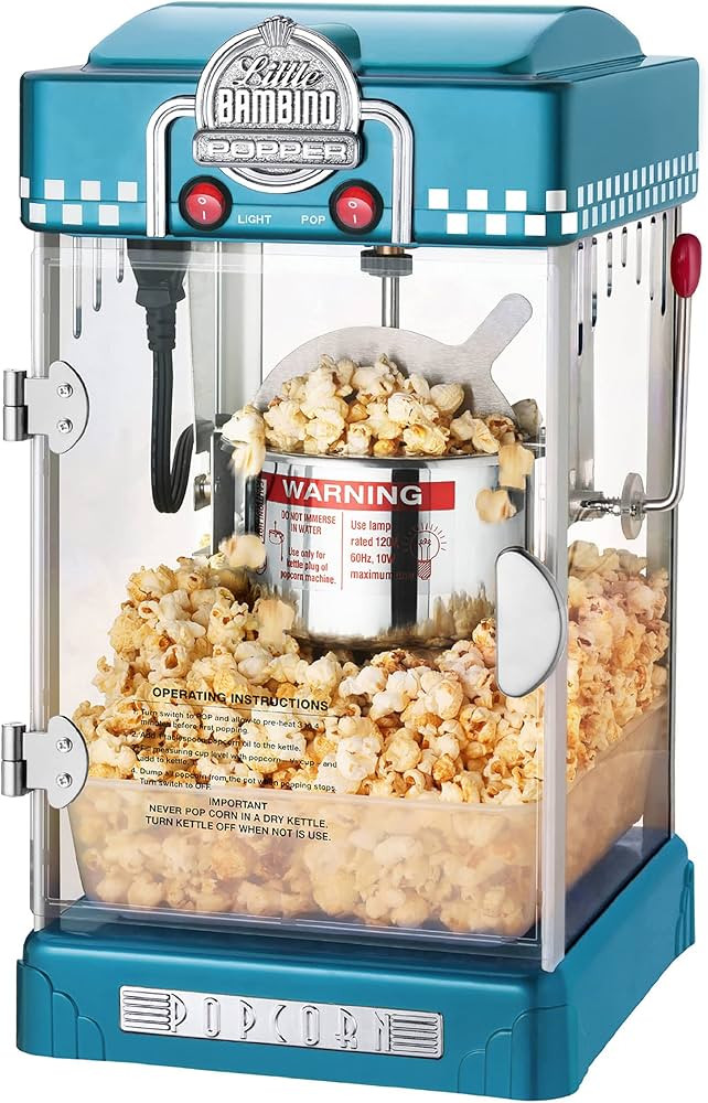 Little Bambino Popcorn Machine - 2.5oz Tabletop Movie Theater Popcorn Popper with Stainless-Steel... | Amazon (US)