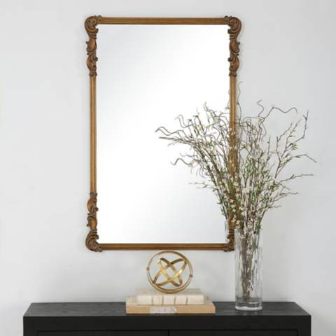 Cinnabar Road Xander Antique Gold 24" x 36" Ornate Wall Mirror | Lamps Plus