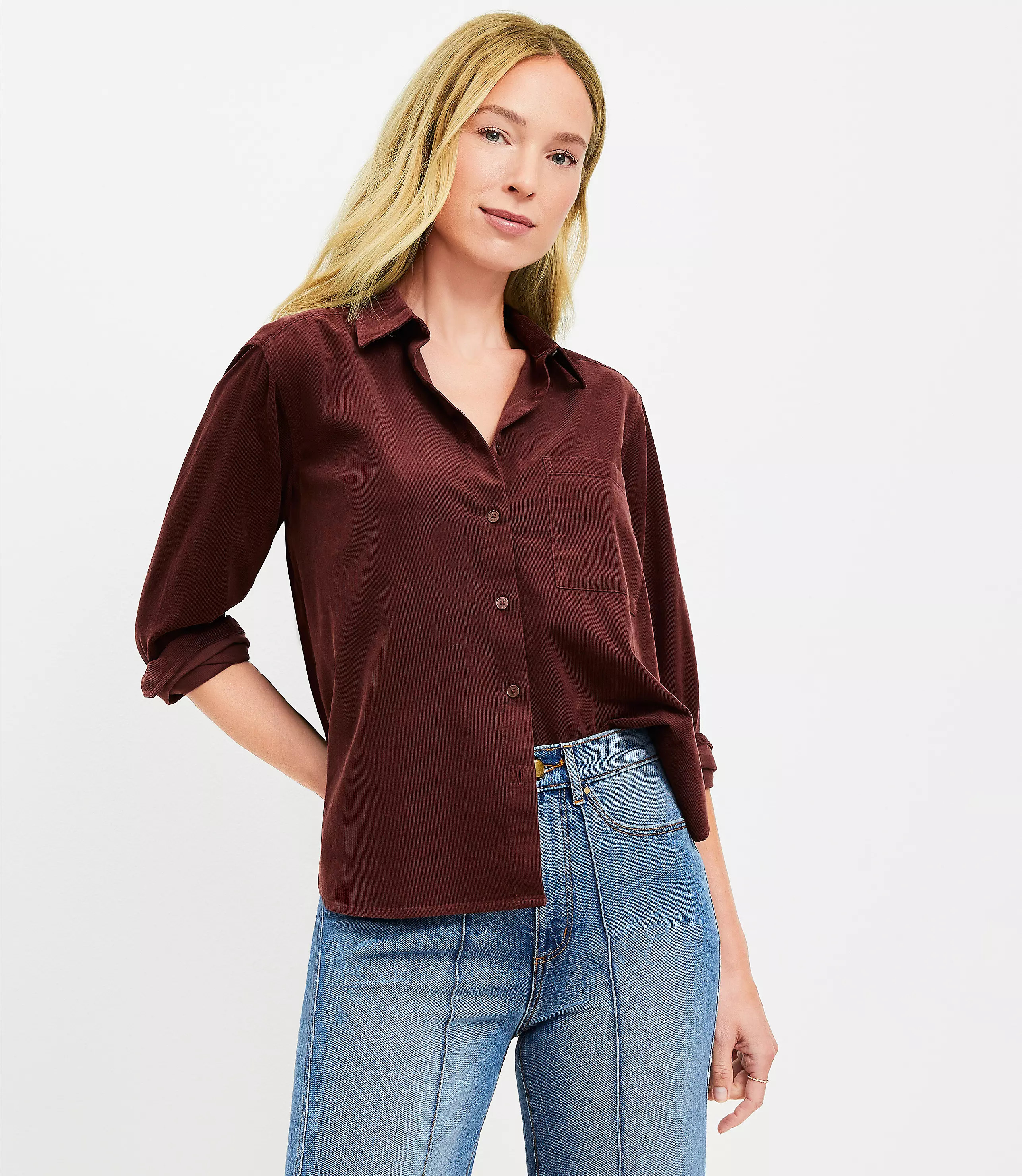 Corduroy Everyday Relaxed Pocket Tunic Shirt | LOFT