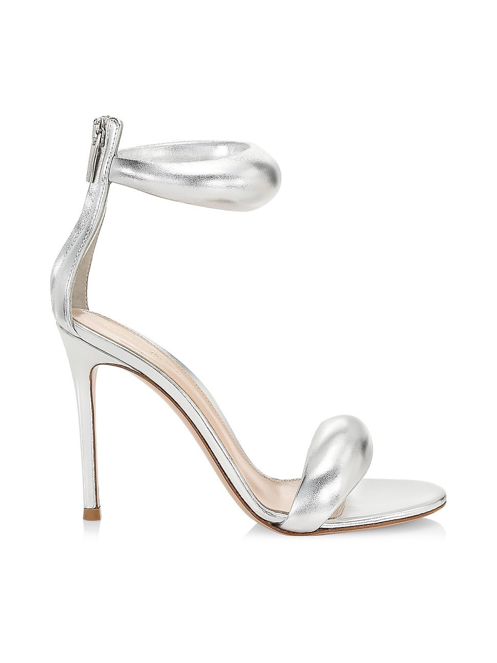 Women's Bijoux Ankle-Strap Metallic Leather Stiletto Sandals - Silver - Size 7.5 | Saks Fifth Avenue