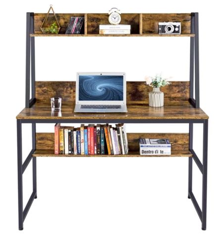 Grab this versatile desk while it’s on sale for the office! The extra shelf gives the space and yet still keeps the sleek design! #homeoffice. #furniture #homeofficedesk

#LTKunder100 #LTKhome #LTKfamily