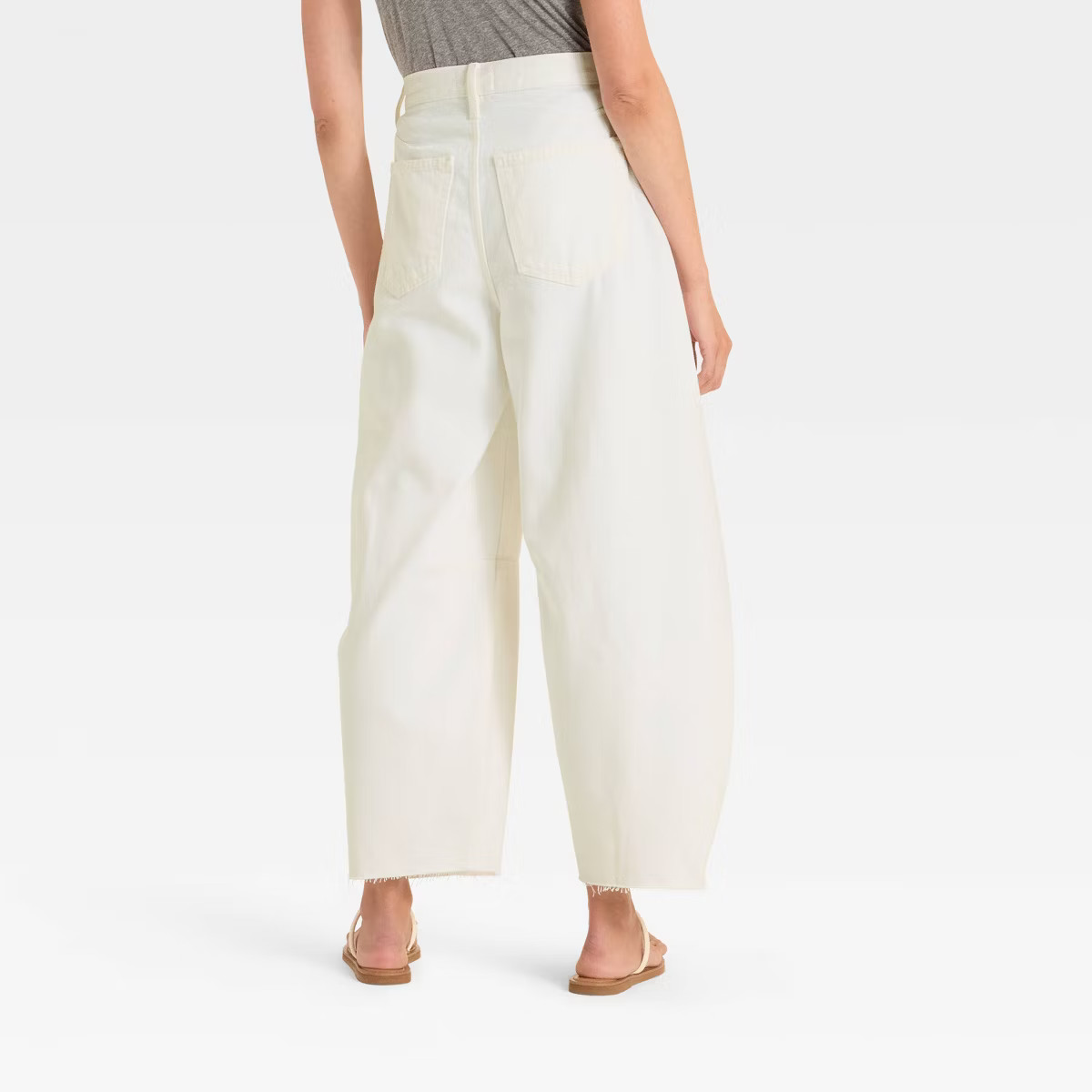 Women's High-Rise Curved Leg Barrel Jeans - Universal Thread™ White 12 | Target
