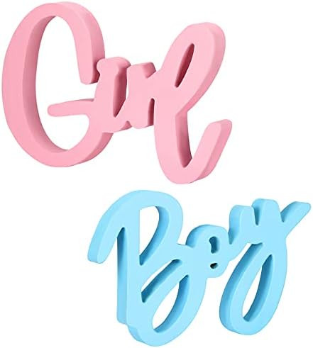 Queekay 2 Pieces Gender Reveal Table Decorations Boy Girl Wood Signs Letter Table Signs Baby Show... | Amazon (US)