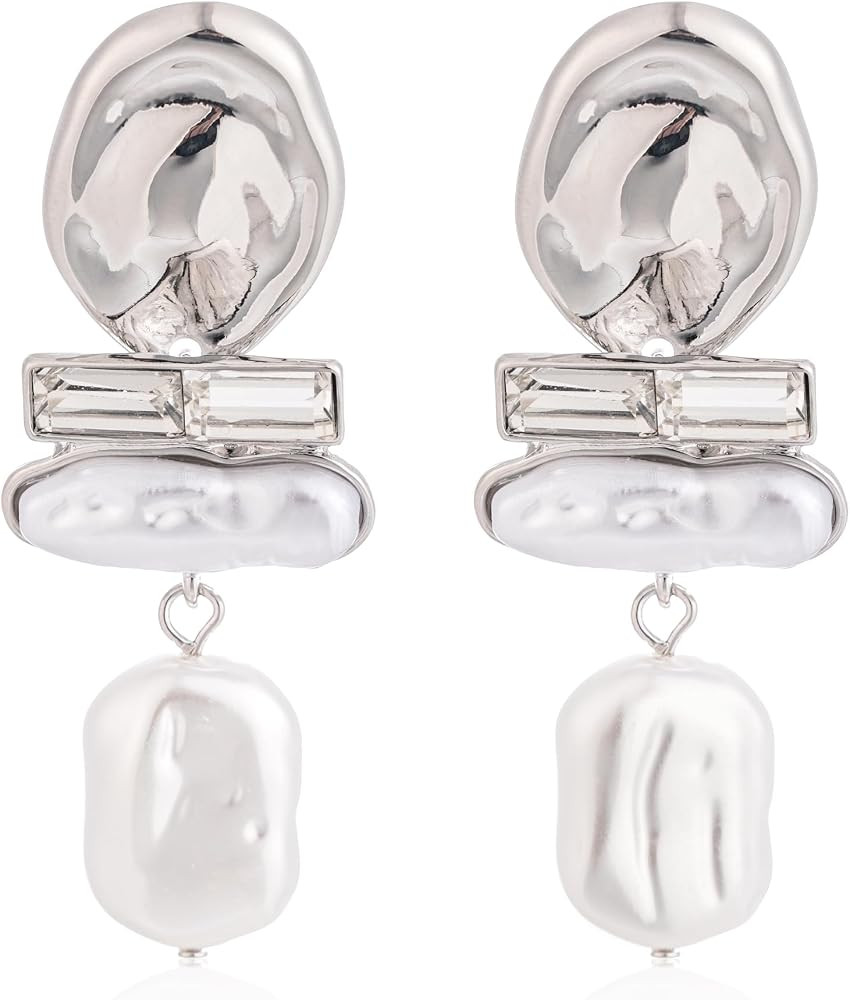 Statement Pearl Dangle Earrings,large Pearls Vacation Earrings with Crystal,Party Jewelry Gift fo... | Amazon (US)