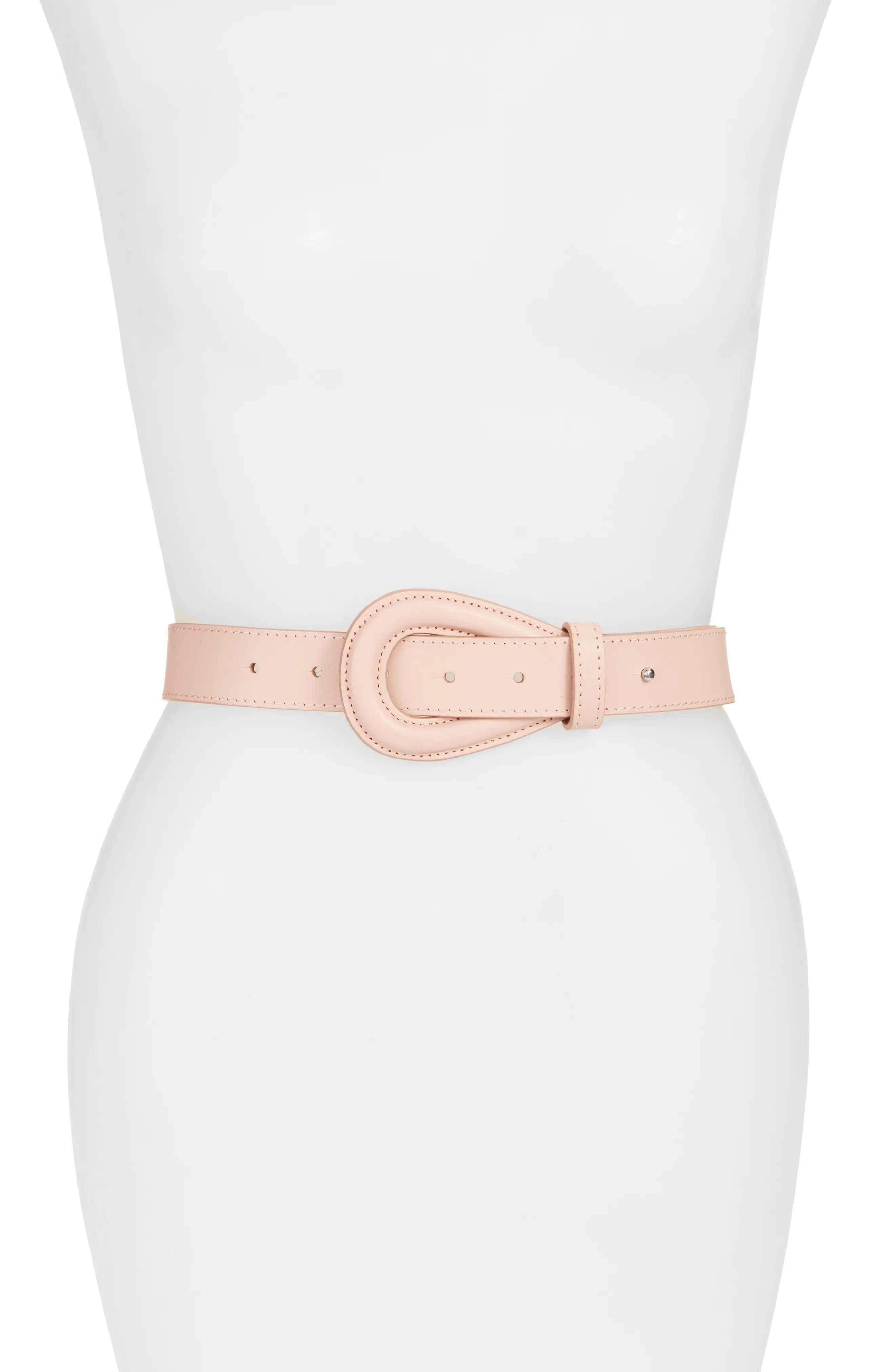 Women's Halogen Teardrop Buckle Leather Belt, Size Small - Pink Ballerina | Nordstrom