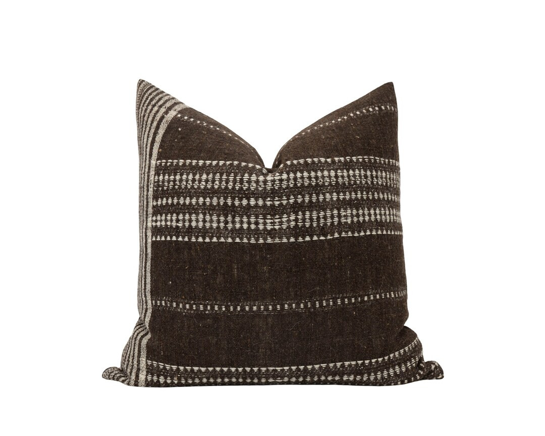 EVAN  20x20 Brown Wool Pillow Cover Brown Bhujodi Pillow - Etsy | Etsy (US)