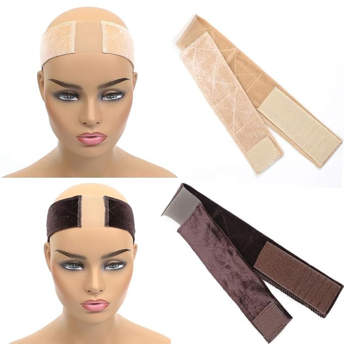 Lace Wig Band Velvet 2 Pack Brown Plus Beige Non Slip Flexible Wig Comfort Headband Head Hair Ban... | Amazon (US)