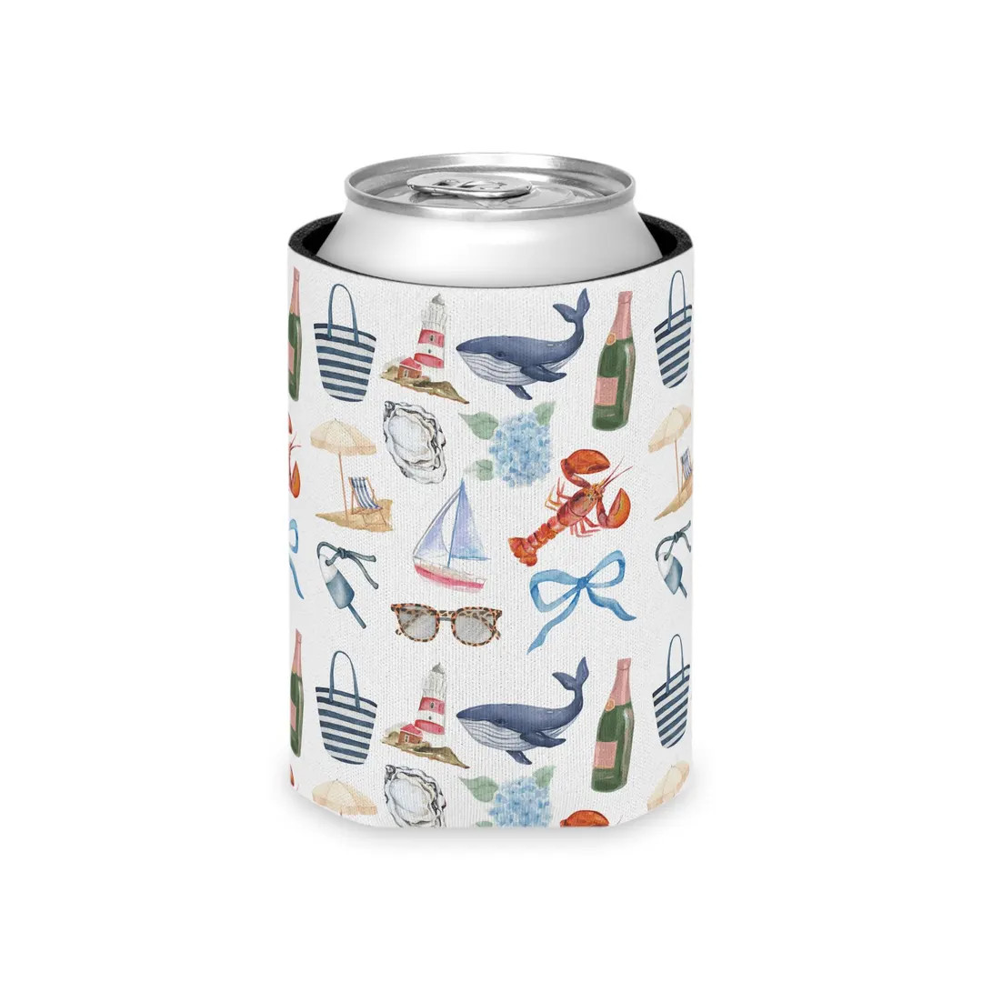 Coastal Coquette Can Cooler; New England, Nantucket, Cape Cod, Hamptons, Maine, Bachelorette Gift... | Etsy (US)