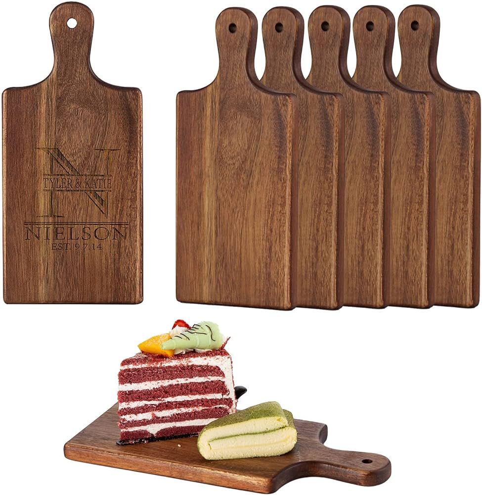 6 Pcs Personalized Acacia Cutting Boards with Handle, Wood Chopping Serving Board Set Bulk, DIY E... | Amazon (US)