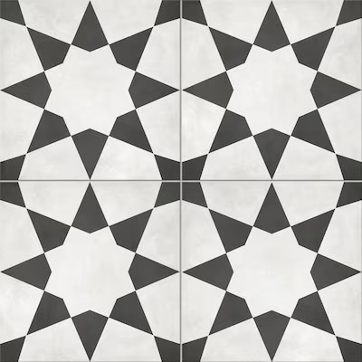 Shop Satori Satori Nouveau Nero Starlight Deco 8-in x 8-in Matte Porcelain Encaustic Floor and ... | Lowe's