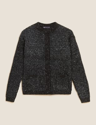 Recycled Blend Sequin Crew Neck Cardigan | Marks & Spencer (UK)