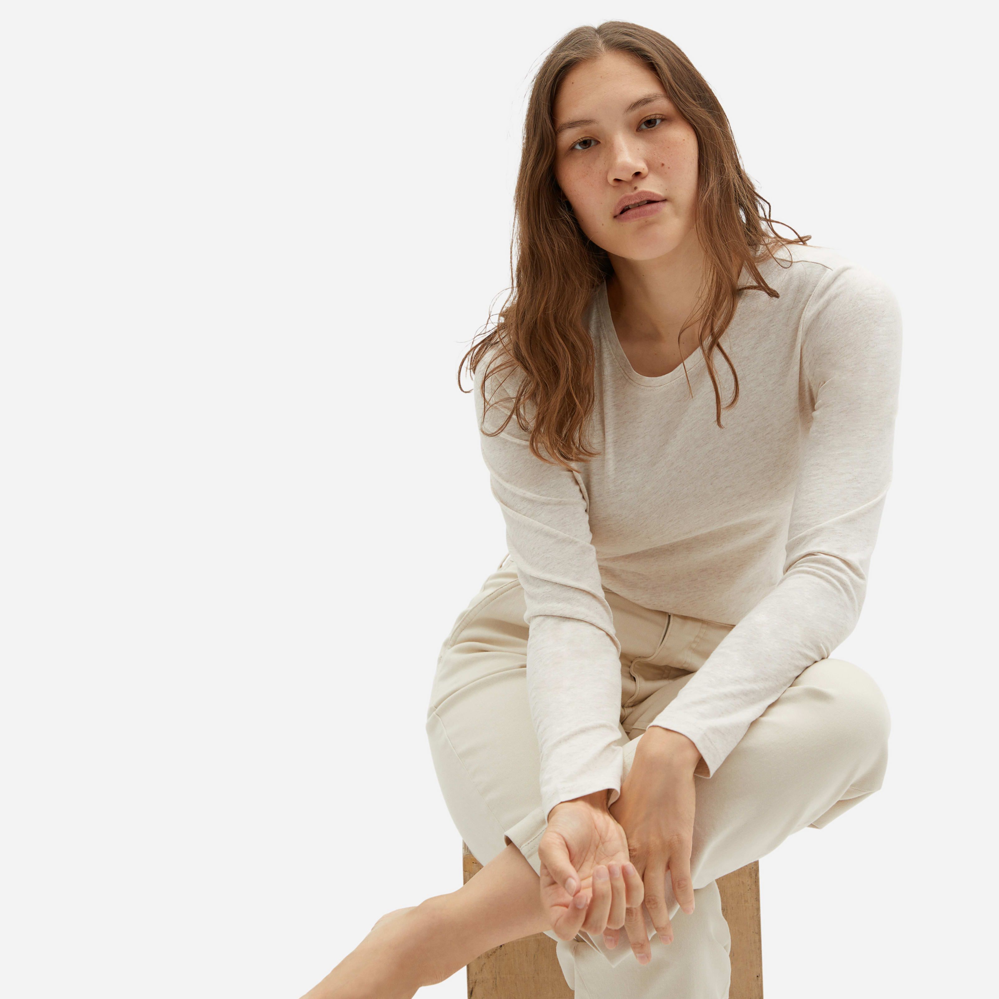 Women's Organic Cotton Long-Sleeve Crew Sweater by Everlane in Oatmeal, Size XS | Everlane