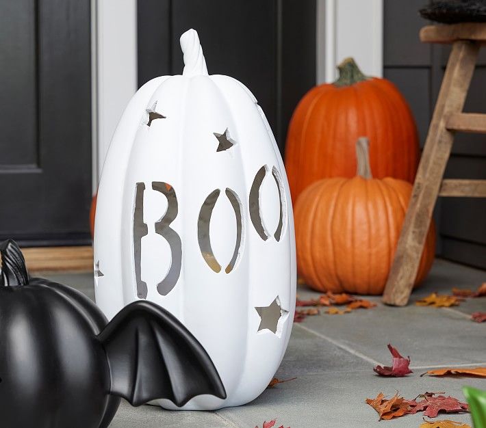 Boo Weatherproof Pumpkin Luminary | Pottery Barn Kids