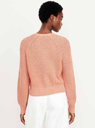 V-Neck Shaker-Stitch Cardigan Sweater | Old Navy (US)