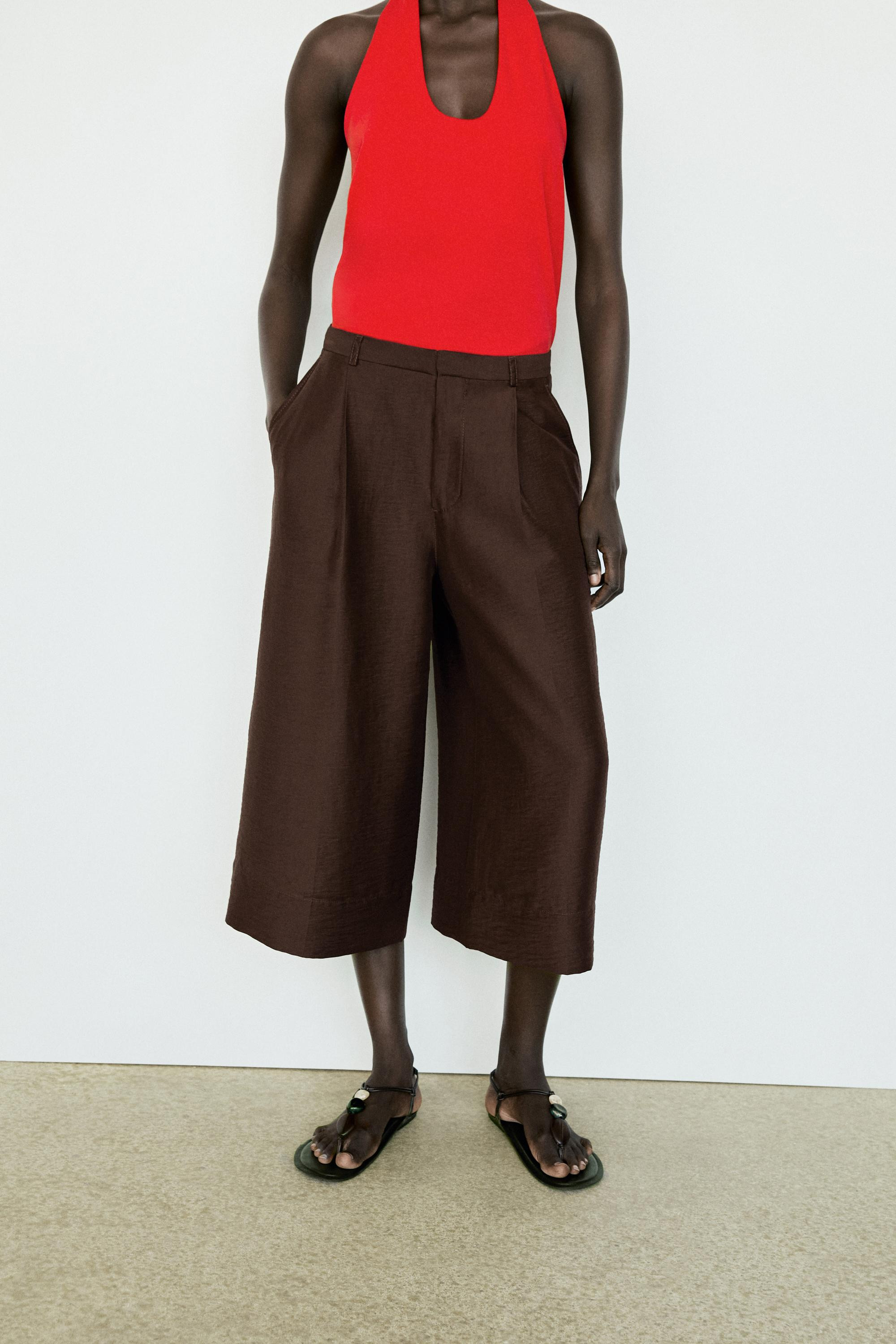 Long flowing Bermuda shorts with scarf detail | Massimo Dutti US