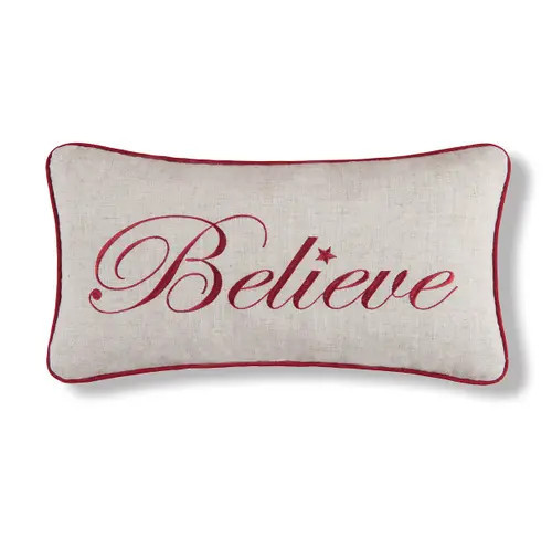 C&F Home ""Believe"" Cursive Script Cotton Blend Christmas Mini Accent Pillow 10"" x 18.5"" in Brown at Nordstrom, Size Medium | Nordstrom