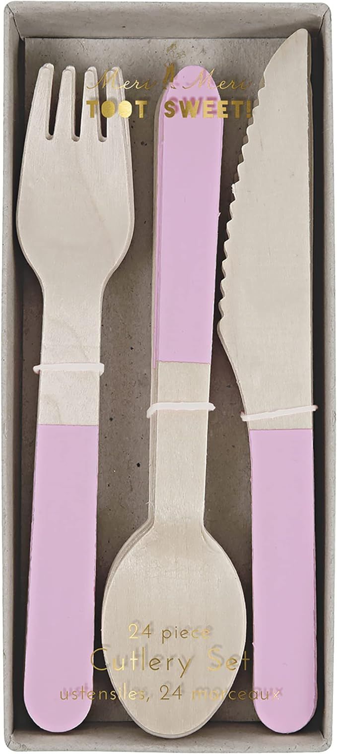 Meri Meri Pink Wooden Cutlery Set | Amazon (US)