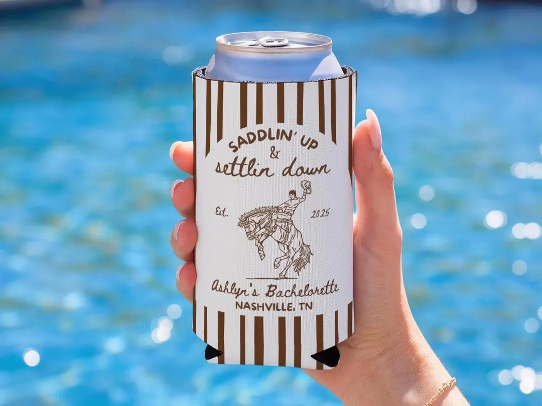 Saddlin up Settlin Down Bachelorette Can Cooler: Nashville Cowgirl Party Favor - Etsy | Etsy (US)