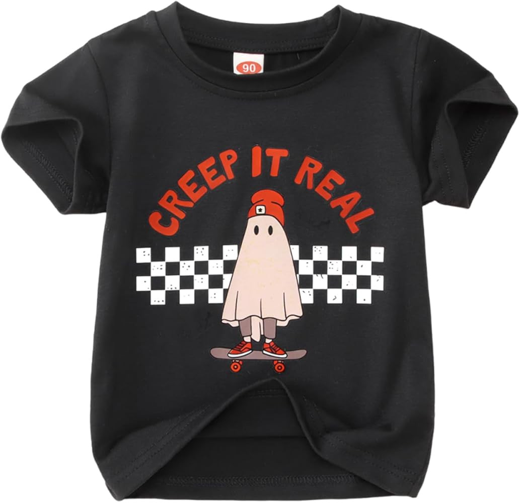 CM C&M WODRO Toddler Halloween Shirt Baby Boy Girl Retro Ghost Skateboarding Tees Cute Spooky Sea... | Amazon (US)