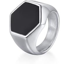 MEALGUET Handsome Men's Ring Stainless Steel Hexagon Signet Ring Thumb Ring for Men, Pinky Ring for  | Amazon (US)