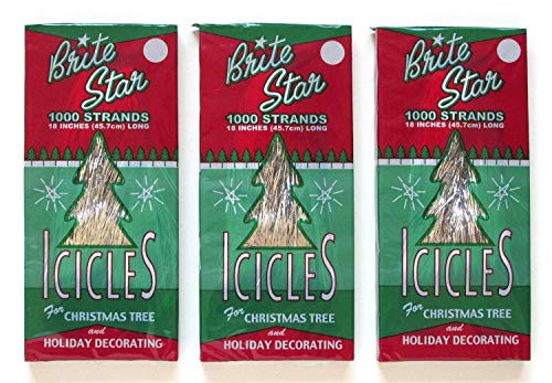 Brite Star Tinsel Icicles, Silver, 3 Packages, 1000 count each | Amazon (US)
