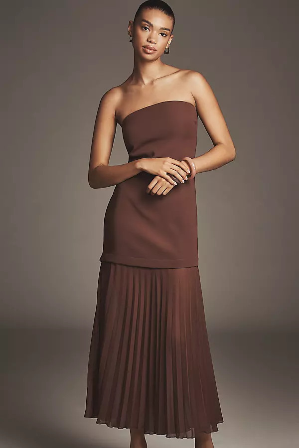 Strapless Twofer Pleated Midi Dress | Anthropologie (US)