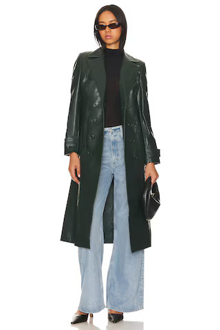 Bardot Faux Leather Trench Coat in Evergreen from Revolve.com | Revolve Clothing (Global)