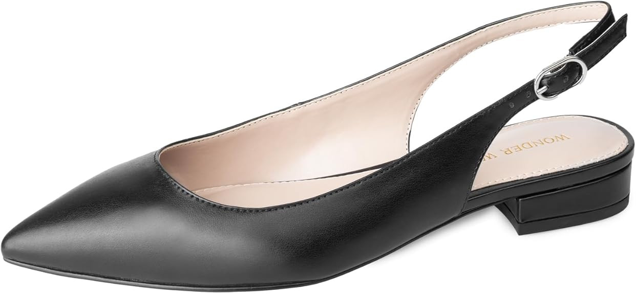 WONDERWAY Women Slingback Flat Pointed Toe Shoes for Dressy,Casual,Work,Wedding | Amazon (US)