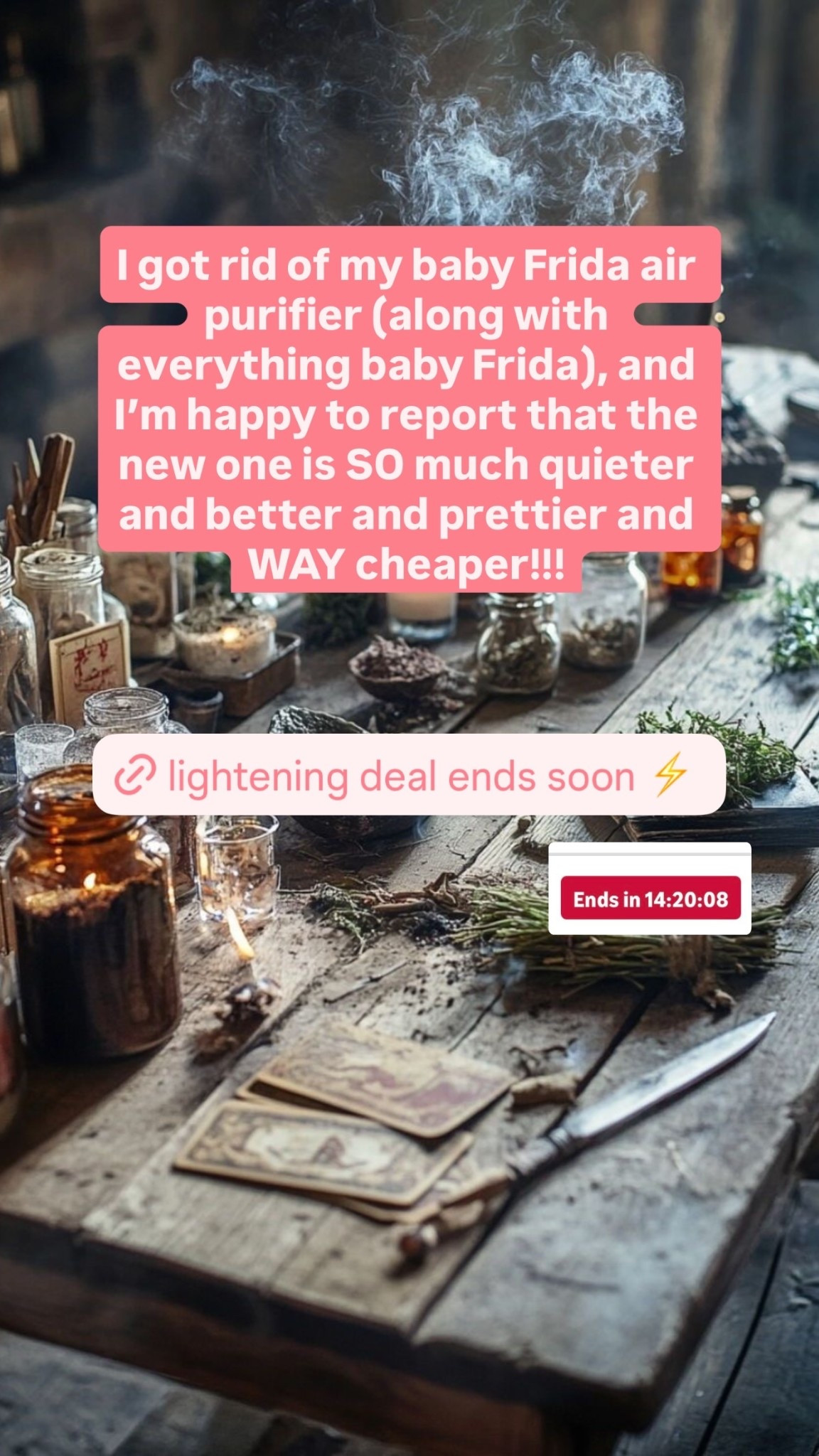 I got rid of my baby Frida air purifier (along with everything baby Frida), and I’m happy to report that the new one is SO much quieter and better and prettier and WAY cheaper!!!