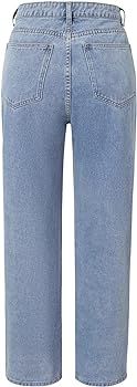 Women's Fashion Casual Loose Comfortable Mid Waist Wide Leg Straight Jeans | Amazon (US)