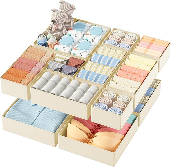 DIMJ 12 Pack Drawer Organisers Foldable Storage Box Fabric Draw Dividers | Amazon (UK)